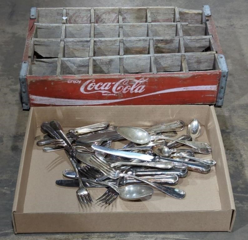 (DD) Coca - cola Wooden Crate, Silver Plated