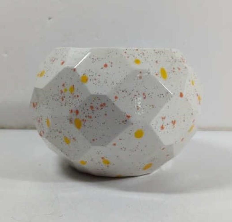 MCM Yellow and Orange Speckled Ceramic Planter