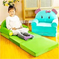 Folding Kids Couch Cover - Blue Elephant