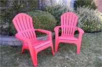 Pair of Red Plastic Muskoka Chairs