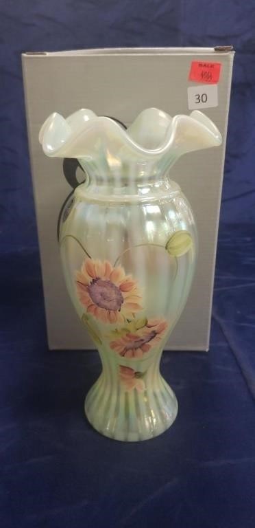 (1) Fenton Yellow Vase w/ Box (8.5" Tall)