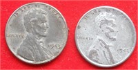 1943P (2) Steel Wheat Cents
