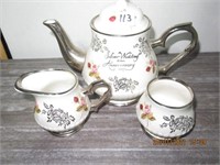 25 Year Silver Anniversari Teapot & Cream Sugar