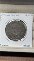 1832-1833 Ottoman Empire Large 5 Kurush Silver Coi
