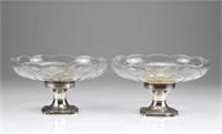Pair of French silver and cut glass comports