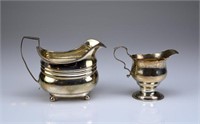 Two English Georgian silver cream jugs
