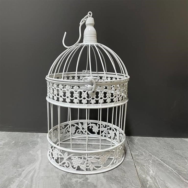 Large 2ft Round Hanging Bird Cage White  *See in