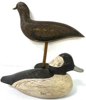 Lot of 3,Wooden Ducks,One on Stand