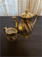 Gold Painted teapot and creamer cup