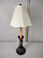 Marble & wood column table lamp