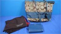 Coach Handbag w/Blue Leather Coach Wallet (used
