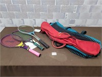 Tennis rackets and bags