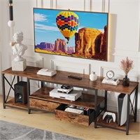TV Stand with Fabric Drawers for 75 80 Inches TV
