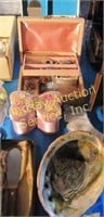 3 small jewelry boxes w/ costume jewelry: pins,