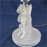 Vintage Frosted Scottie Dog Lamp w/ Shade