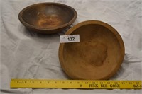 2pc Vintage Wooden Bowls