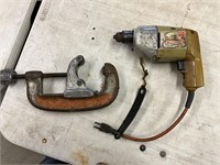 Power drill and Ridgid pipe cutter