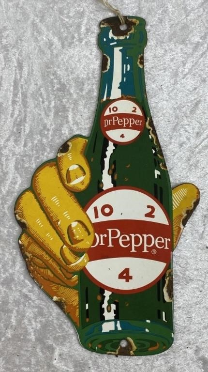 Enamel "DR PEPPER" Cut Out Door Push Plaque