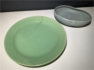 2 VTG Bauer Pieces - Oval Serving Bowl & Large