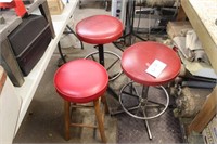 3 SHOP STOOLS, 1 IS WOOD, ALL 24" TALL