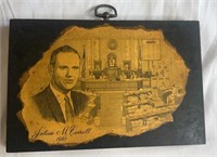 1968 Wooden Plaque of Governor Julian Carroll