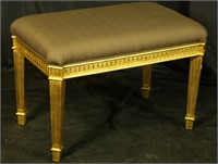 GILDED BASE SILK COVERED SEAT OTTOMAN