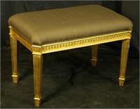 GILDED BASE SILK COVERED SEAT OTTOMAN