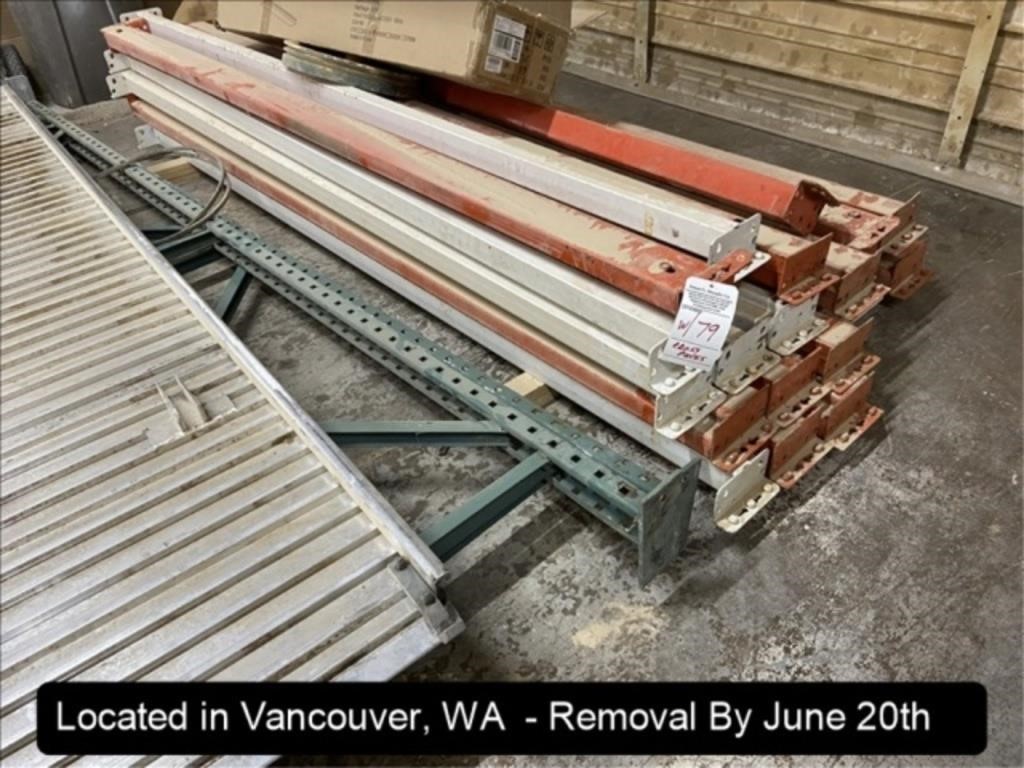 LOT, 92) 3'6" X 10' PALLET RACKING UPRIGHTS &