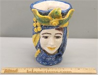 Faience Art Pottery Figural Tumbler