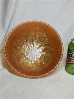 Dugan 4 Flowers Carnival Glass Bowl 8" dia