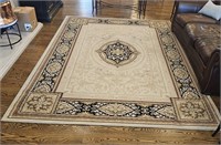 Pretty Oriental Medallion Ivory Wool Area Rug