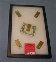 Group of vintage gold plated money clips