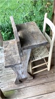 Cane seat, chair with custom built desk,