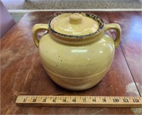 Antique Yellow Bean Pot w Crazing