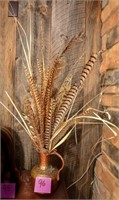 Copper vase & Pheasant Feathers