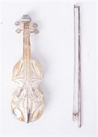 Vintage Miniature Sterling Silver Filigree Violin