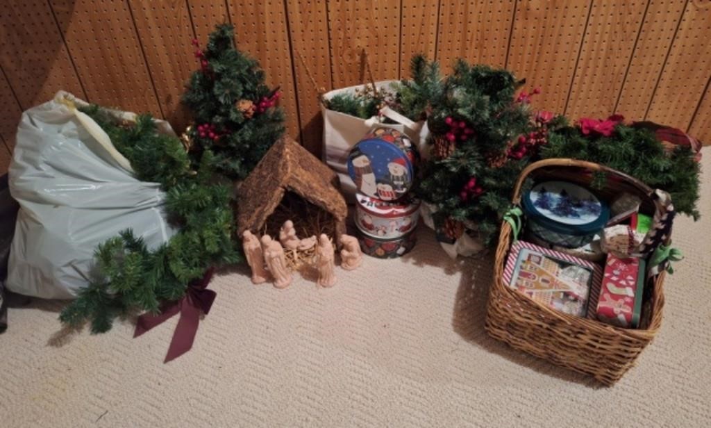 Nativity, Garland, Christmas Wreath, Basket