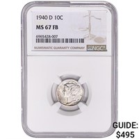 1940-D Mercury Silver Dime NGC MS67 FB