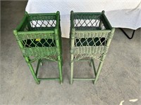 Green Wicker Plant Stands