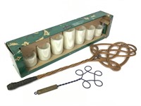 Primitive Rug Beaters & 7 Pcs. LED Candle Set