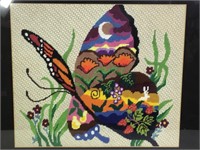 Framed Embroidered Butterfly Wall Art