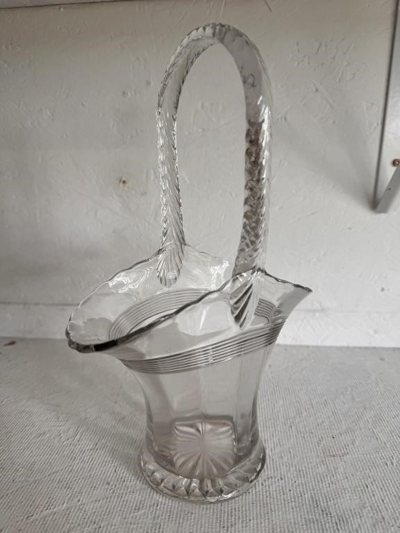 Vintag Glass Basket with Braided Handle