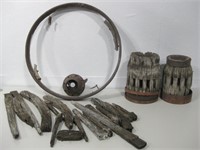 Two Antique Wagon Wheel Hubs & Pieces