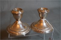 Pair Sterling Silver Weighted Candle Stick Holders