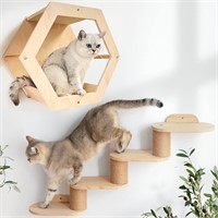Cat Wall Shelves and Ladder  4 Level  2 PCS Set