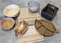 10pc Asstd Wicker & Wood Kitchen items