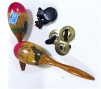 PAIR OF MARACAS, PAIR FINGER CYMBALS, PAIR