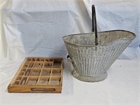 Reeves Galvanized Coal Bucket, Printers Drawer