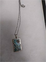 Sterling silver turquoise cut out necklace