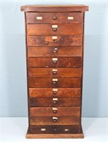 12-Drawer Antique Hardware or Apothecary Cabinet